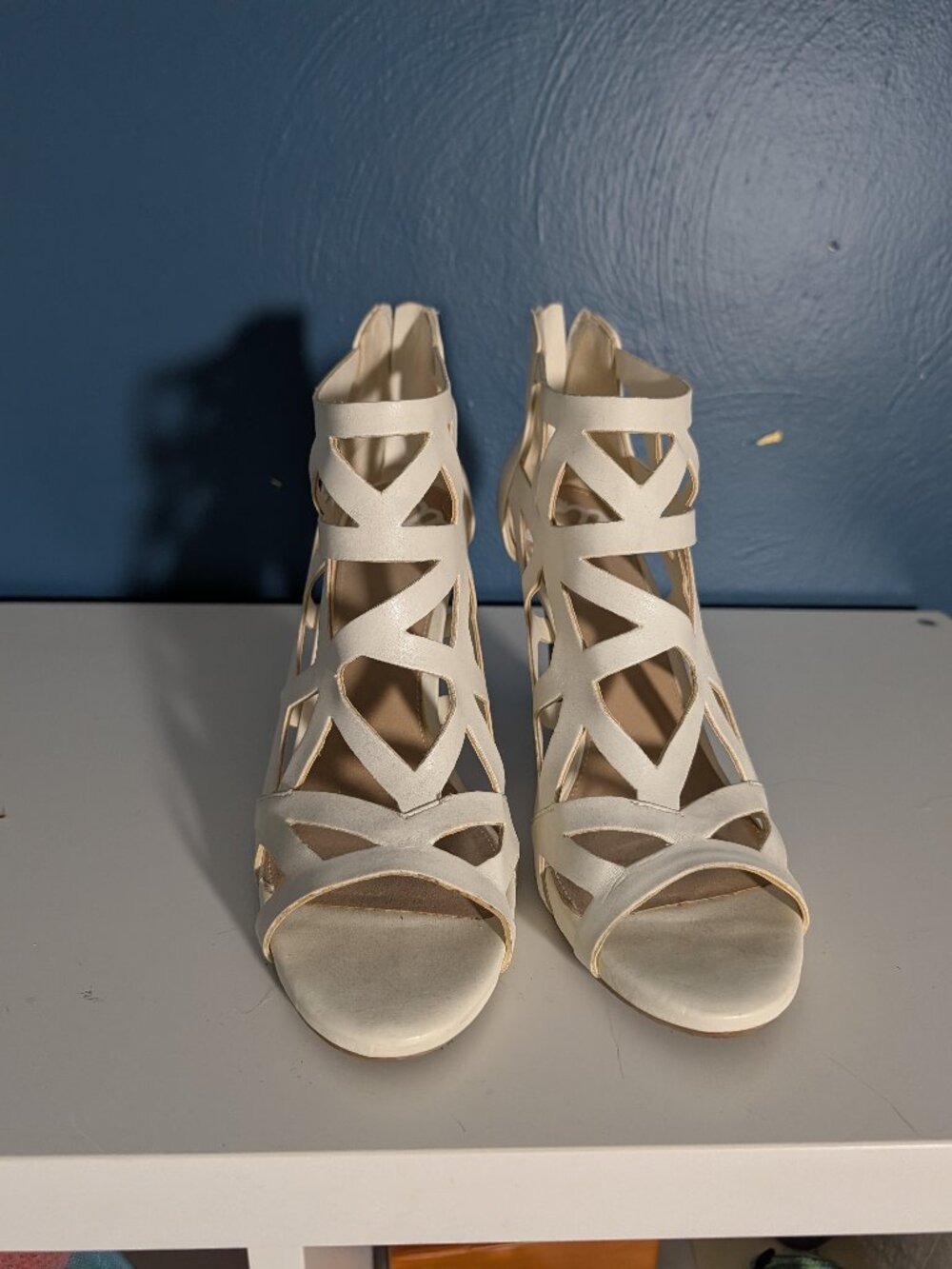 Fergalicious White Caged Heels size 11